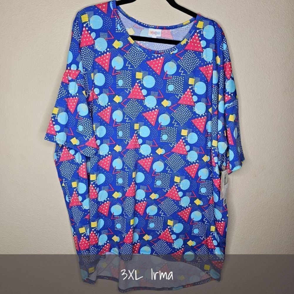 LuLaRoe Irma Tunic 3XL Blue Geometric NEW